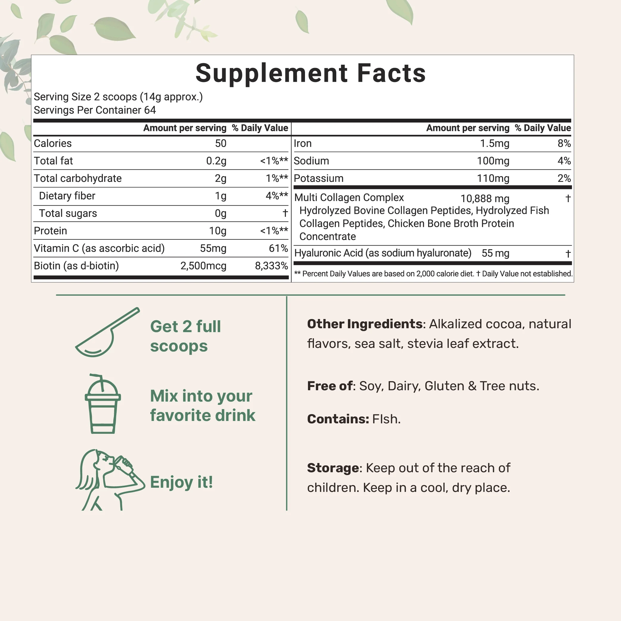 Micro Ingredients Multi Collagen Peptides Powder - Hydrolyzed Protein Peptides (Type I,II,III,V,X) with Hyaluronic Acid, Biotin & Vitamin C Unflavored - Image 10