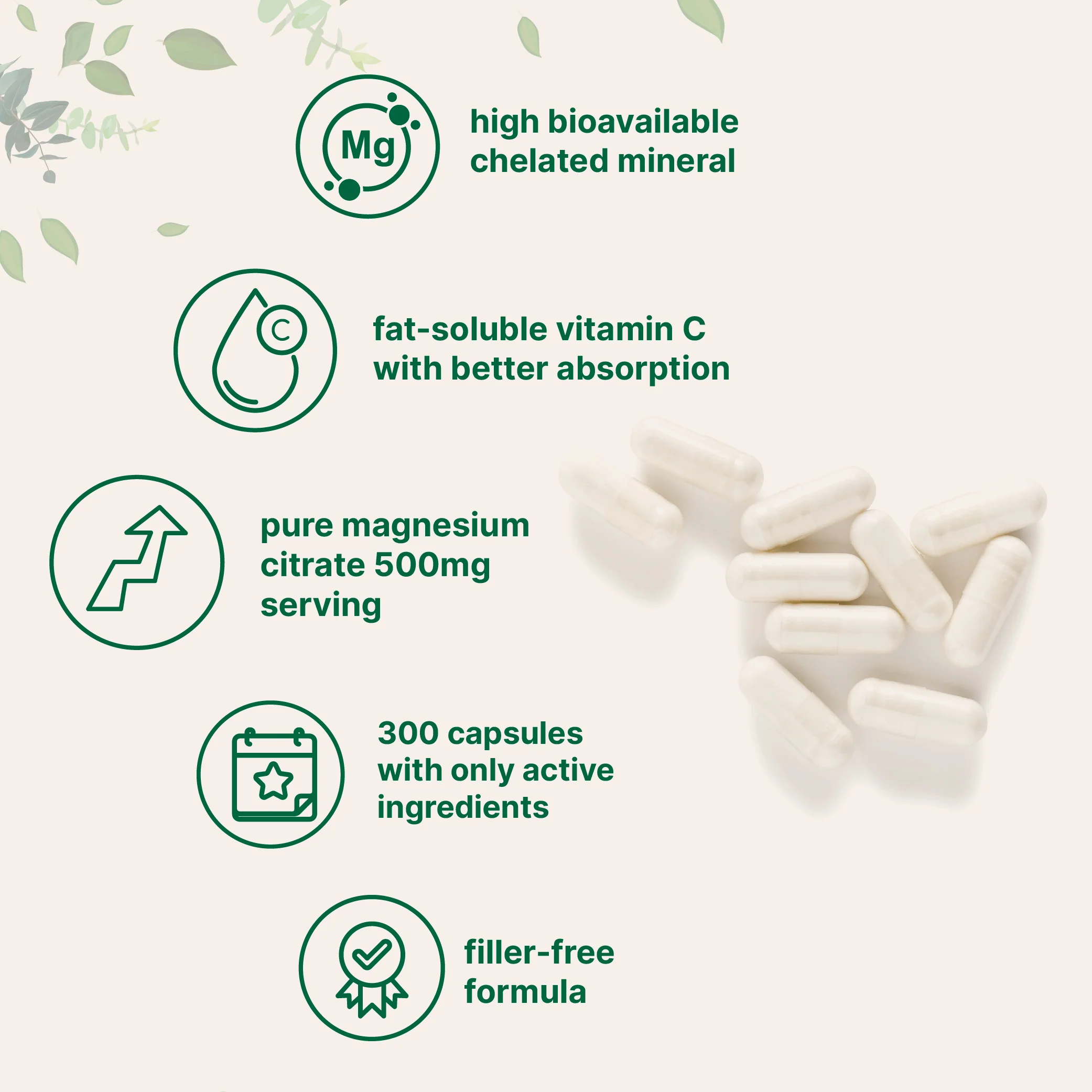 Micro Ingredients Pure Magnesium Citrate Supplements 500mg Per Serving, 300 Capsules - Image 3