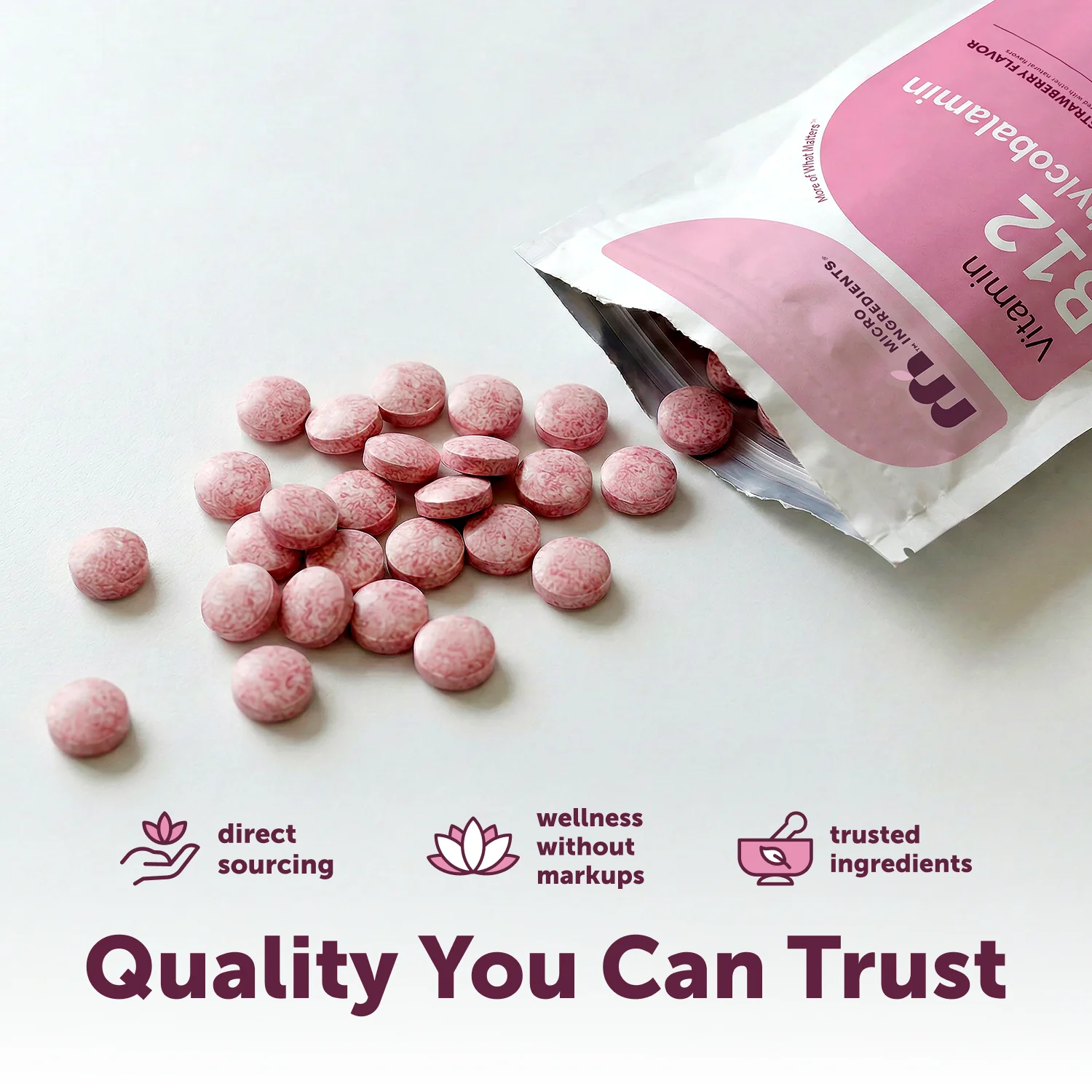 Micro Ingredients Vitamin B12 5000mcg | Methyl B12 Active Form – 240 Chewable Tablets - Image 7