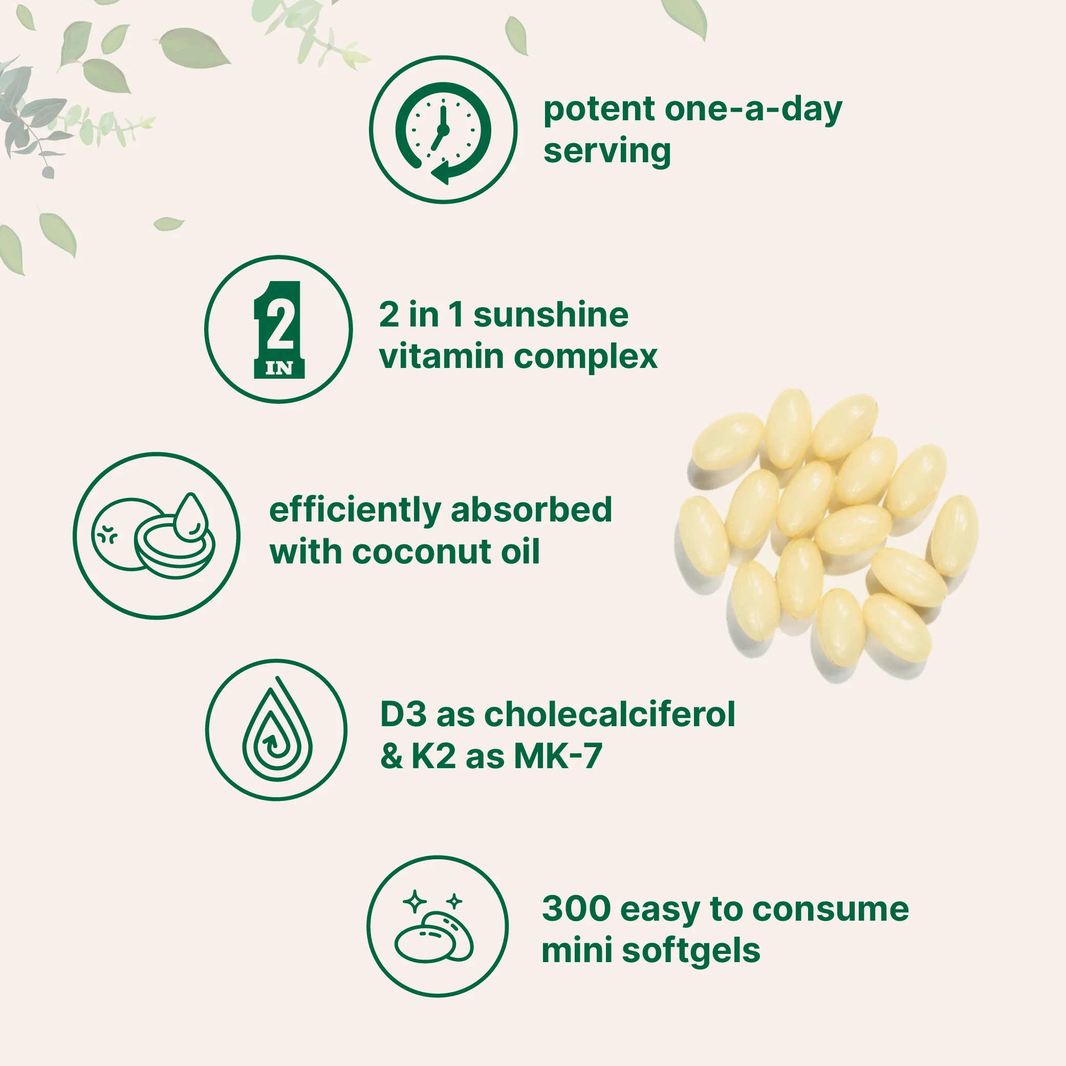 Micro Ingredients Vitamin D3 K2 5000IU /2000IU / 1000IU, Infused with Virgin Coconut Oil, 300 Softgels - Image 8