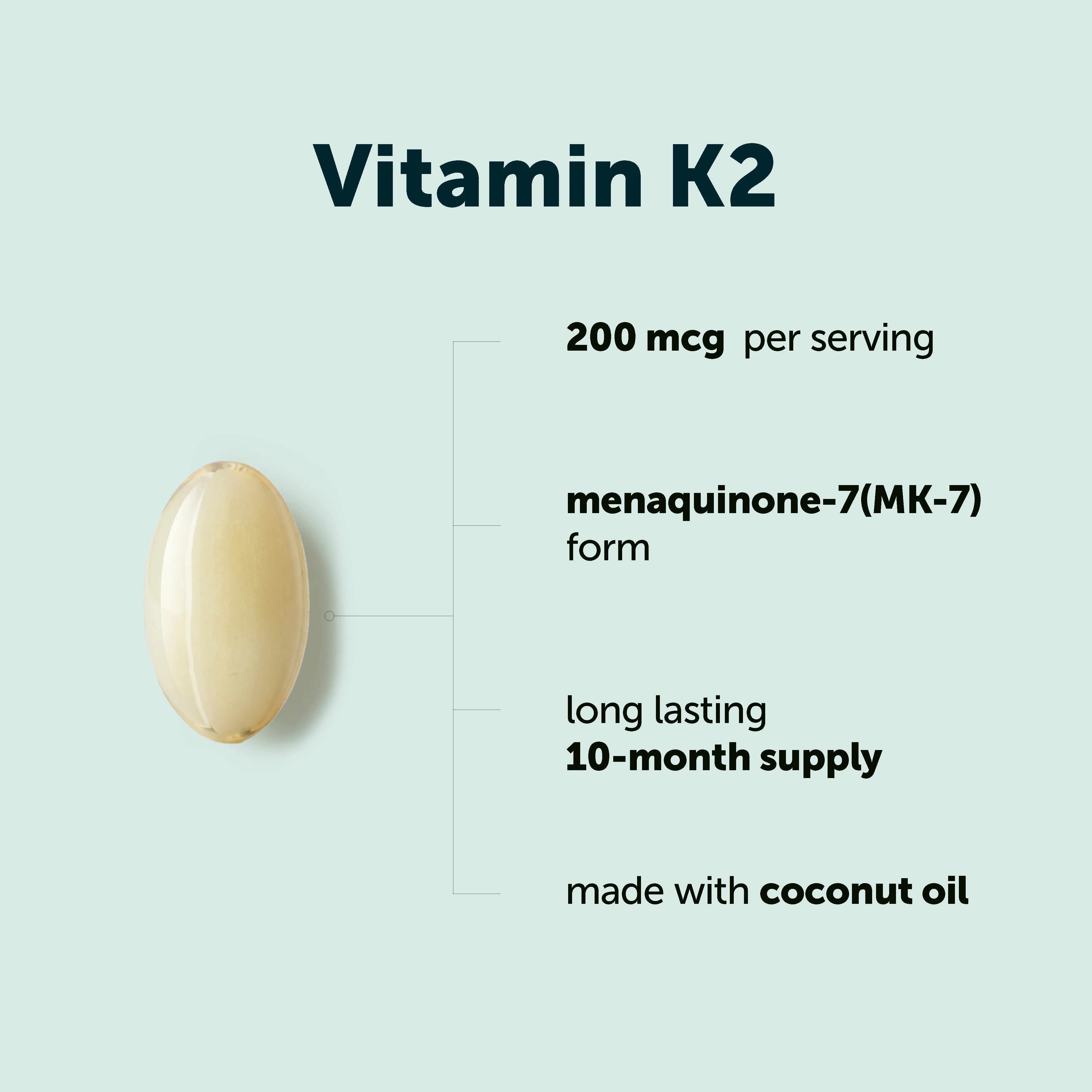 Micro Ingredients Vitamin K2 MK-7 Supplement, 200 mcg Per Serving, 300 Coconut Oil Softgles - Image 4